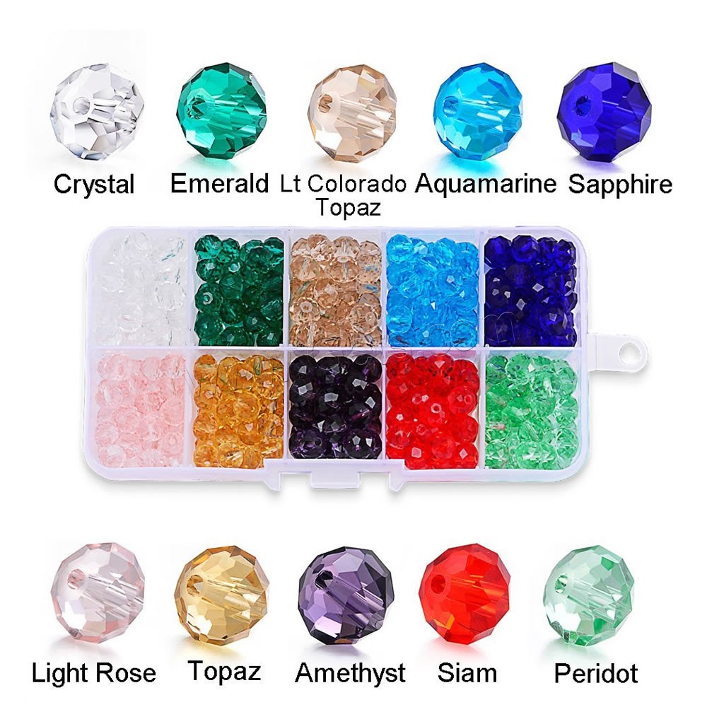 Mixed Crystal Beads, different size for choice & faceted, Hole:Approx 2mm, Sold By Bag