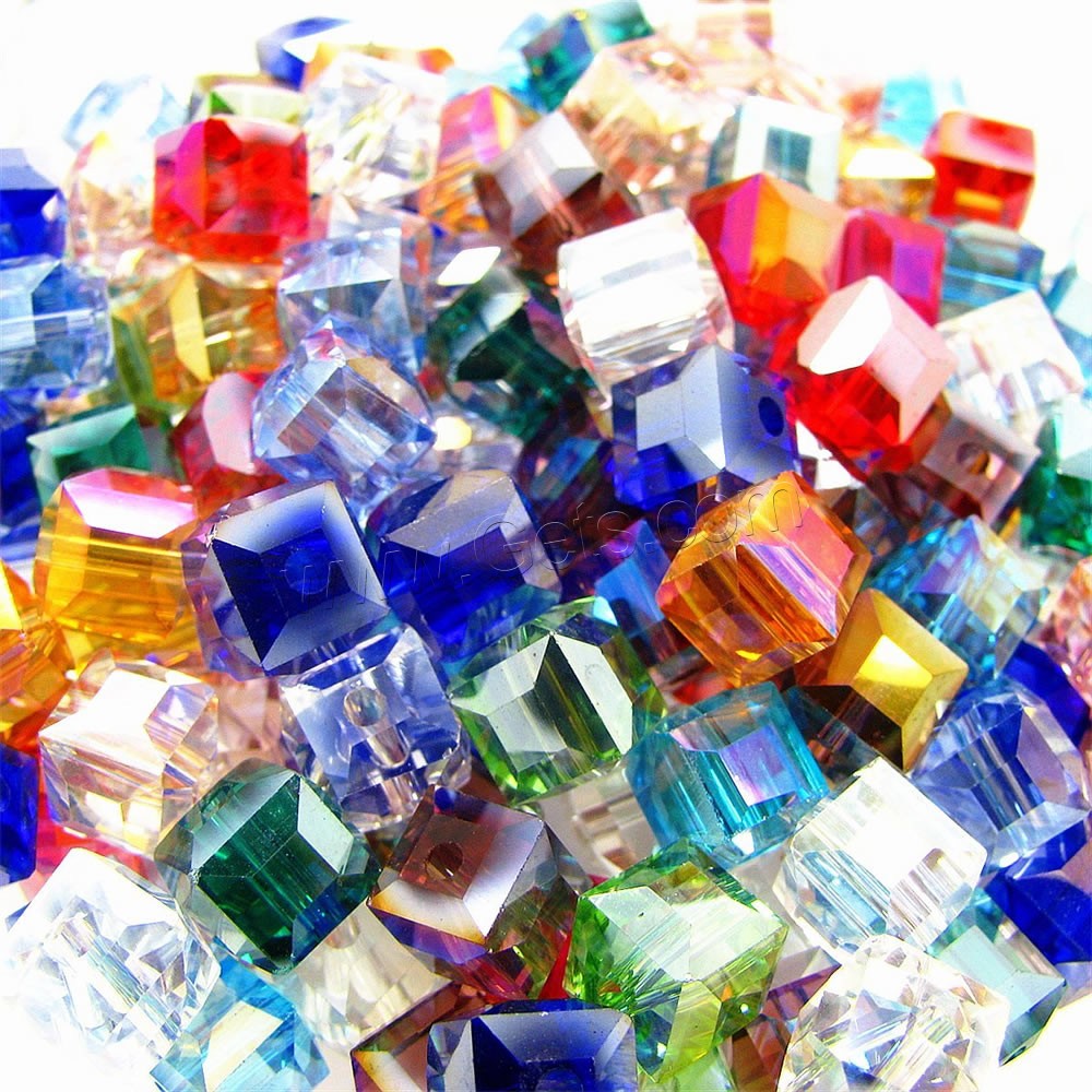 El Abalorio De Cristal Mixto, diverso tamaño para la opción & facetas, agujero:aproximado 1-2mm, aproximado 100PCs/Bolsa, Vendido por Bolsa