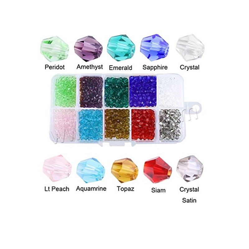 Mixed Crystal Beads, different size for choice & faceted, Hole:Approx 1-2mm, Sold By Box