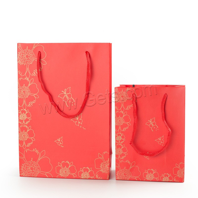 Gift Shopping Bag, Paper, with Nylon Cord, Rectangle, different size for choice & with flower pattern, more colors for choice, Sold By PC
