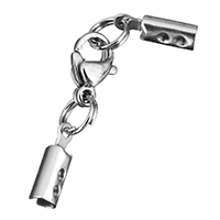 Stainless Steel Lobster Claw Cord Clasp, with cord tip, original color, 34mm Approx 2mm 