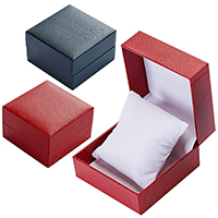 PU Leather Watch Box, with Sponge & Paper,  Square 