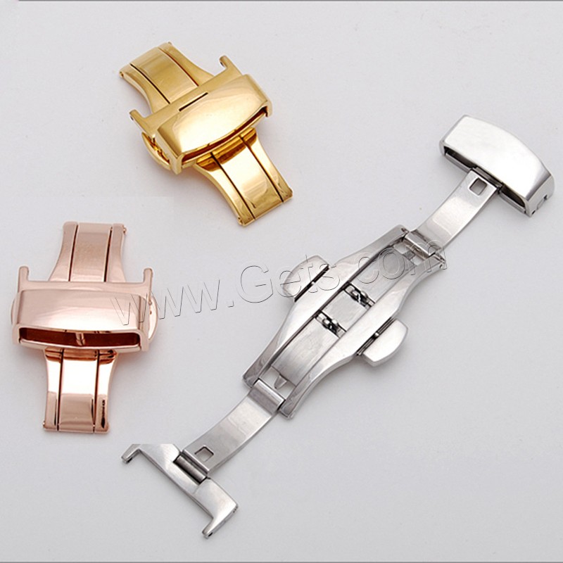 Stainless Steel Double Click Butterfly Buckle, plated, different size for choice, more colors for choice, Sold By PC