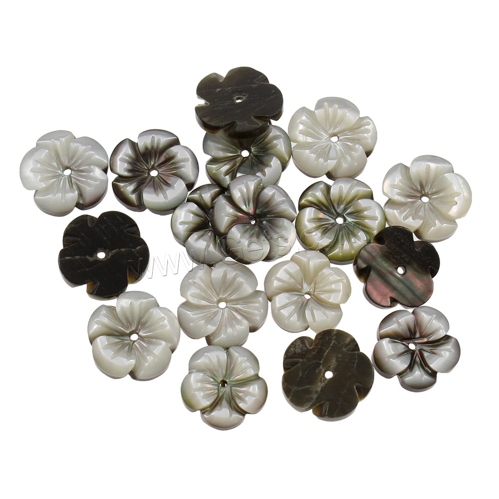 Perlas De Concha Del Labio Negro, Nácar Negra, Flor, diverso tamaño para la opción, agujero:aproximado 0.5-1mm, Vendido por UD