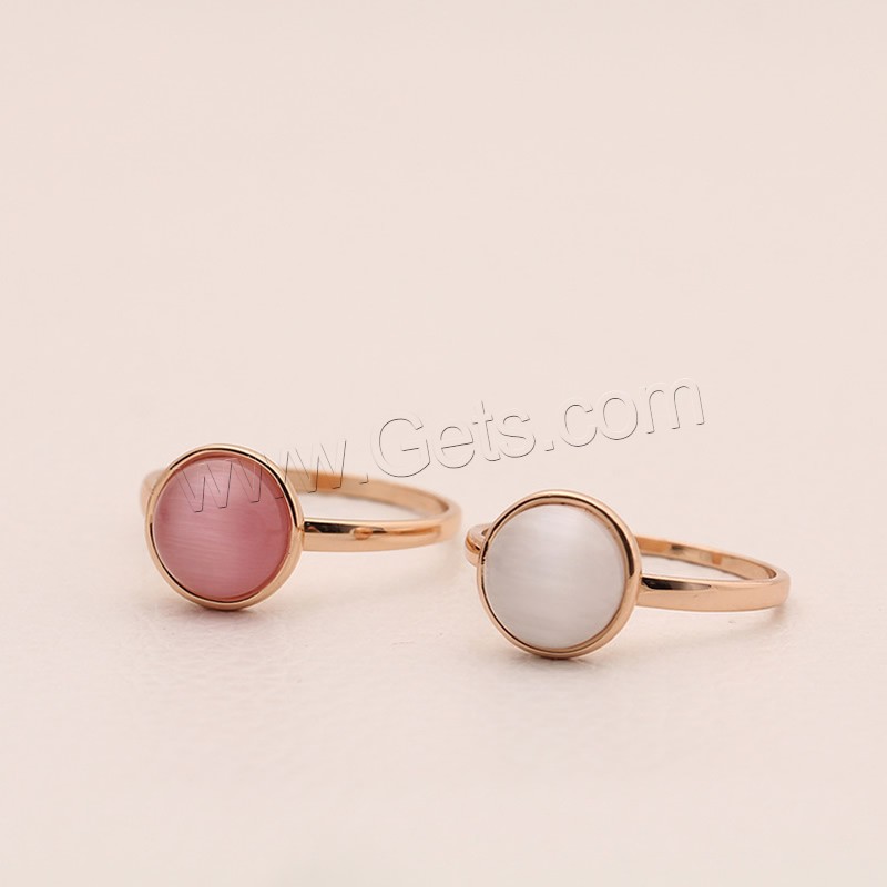 Cats Eye Zinc Alloy Finger Ring, with Cats Eye, rose gold color plated, different inner diameter for choice & for woman, more colors for choice, lead & cadmium free, 8mm, Sold By PC