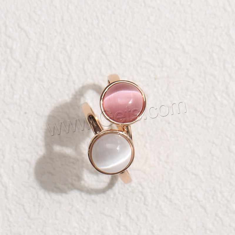 Cats Eye Zinc Alloy Finger Ring, with Cats Eye, rose gold color plated, different inner diameter for choice & for woman, more colors for choice, lead & cadmium free, 8mm, Sold By PC