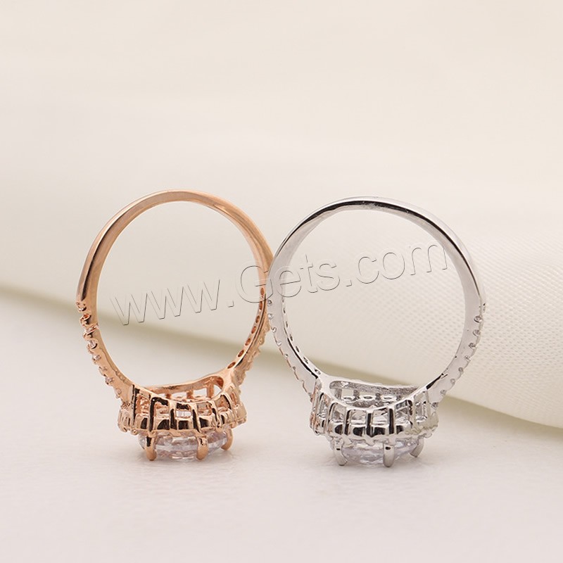 Cubic Zirconia Finger Ring, Zinc Alloy, plated, different inner diameter for choice & for woman & with cubic zirconia, more colors for choice, lead & cadmium free, 8mm, Sold By PC