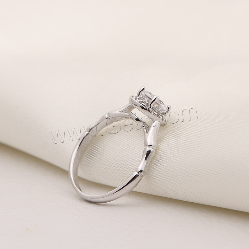 Cubic Zirconia Finger Ring, Zinc Alloy, platinum color plated, different inner diameter for choice & for woman & with cubic zirconia, lead & cadmium free, 6mm, Sold By PC