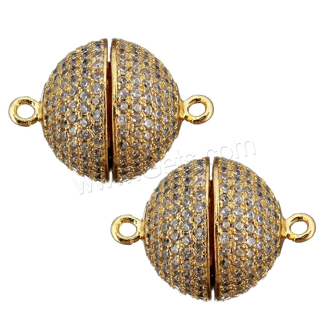 Brass Magnetic Clasp, Round, plated, different size for choice & micro pave cubic zirconia & single-strand, more colors for choice, Sold By PC