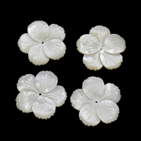 Weiße Lippenschale Perlen, Blume, 34x4mm, Bohrung:ca. 1.5mm, verkauft von PC