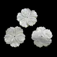 Weiße Lippenschale Perlen, Blume, 30x3.5mm, Bohrung:ca. 1mm, verkauft von PC
