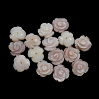 Natural Pink Shell Beads, Flower, half-drilled Approx 0.8mm 