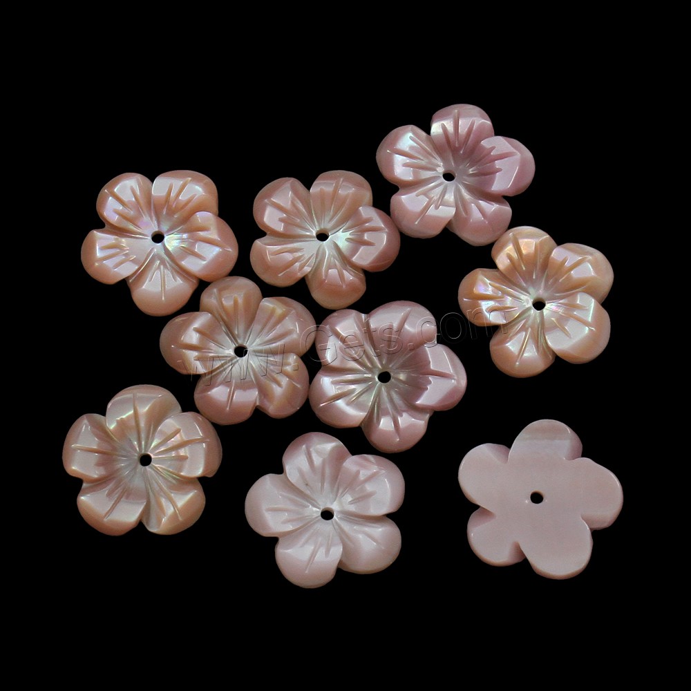 Natural Pink Shell Beads, Flower, different size for choice, Hole:Approx 0.8-1mm, Sold By PC