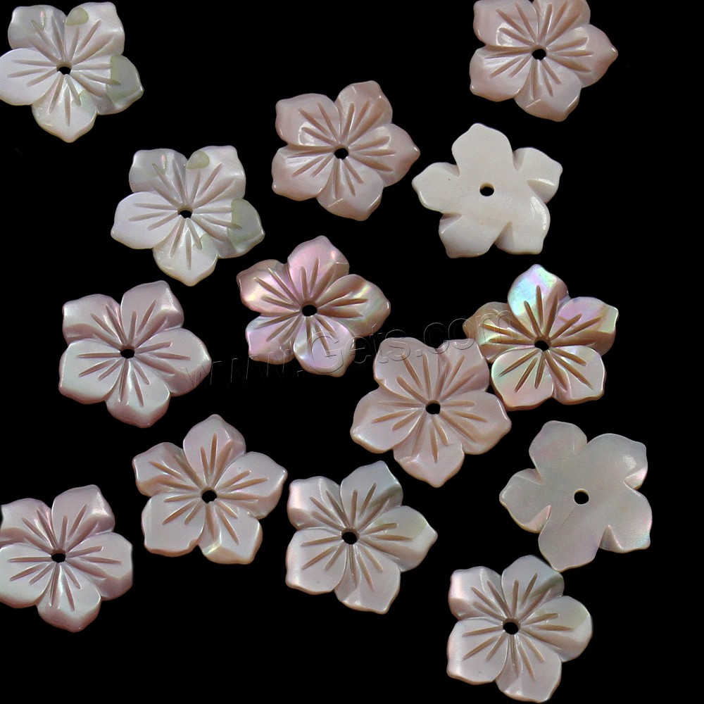 Natural Pink Shell Beads, Flower, different size for choice, Hole:Approx 0.8-1mm, Sold By PC