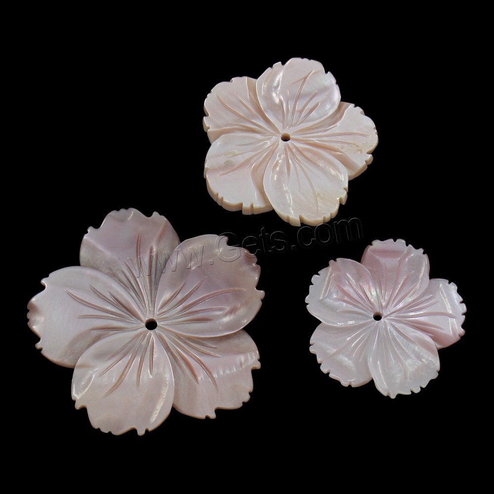 天然ピンクシェルビーズ, ピンク貝, 花形, 異なるサイズの選択, 穴:約 1-2mm, 売り手 パソコン