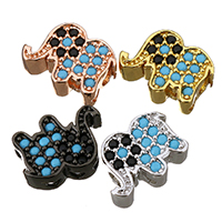 Cubic Zirconia Micro Pave Brass Beads, Elephant, plated, multihole & micro pave cubic zirconia Approx 1.5mm 