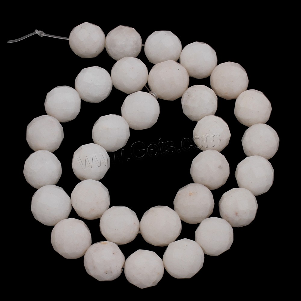 Jade White Bead, Round, different size for choice & faceted, Hole:Approx 1mm, Length:Approx 15 Inch, Sold By Strand
