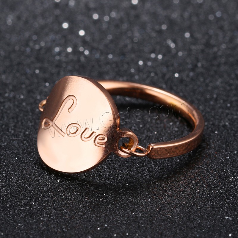 Stainless Steel Finger Ring, 316 Stainless Steel, word love, rose gold color plated, different size for choice & for woman, 8mm, Sold By PC