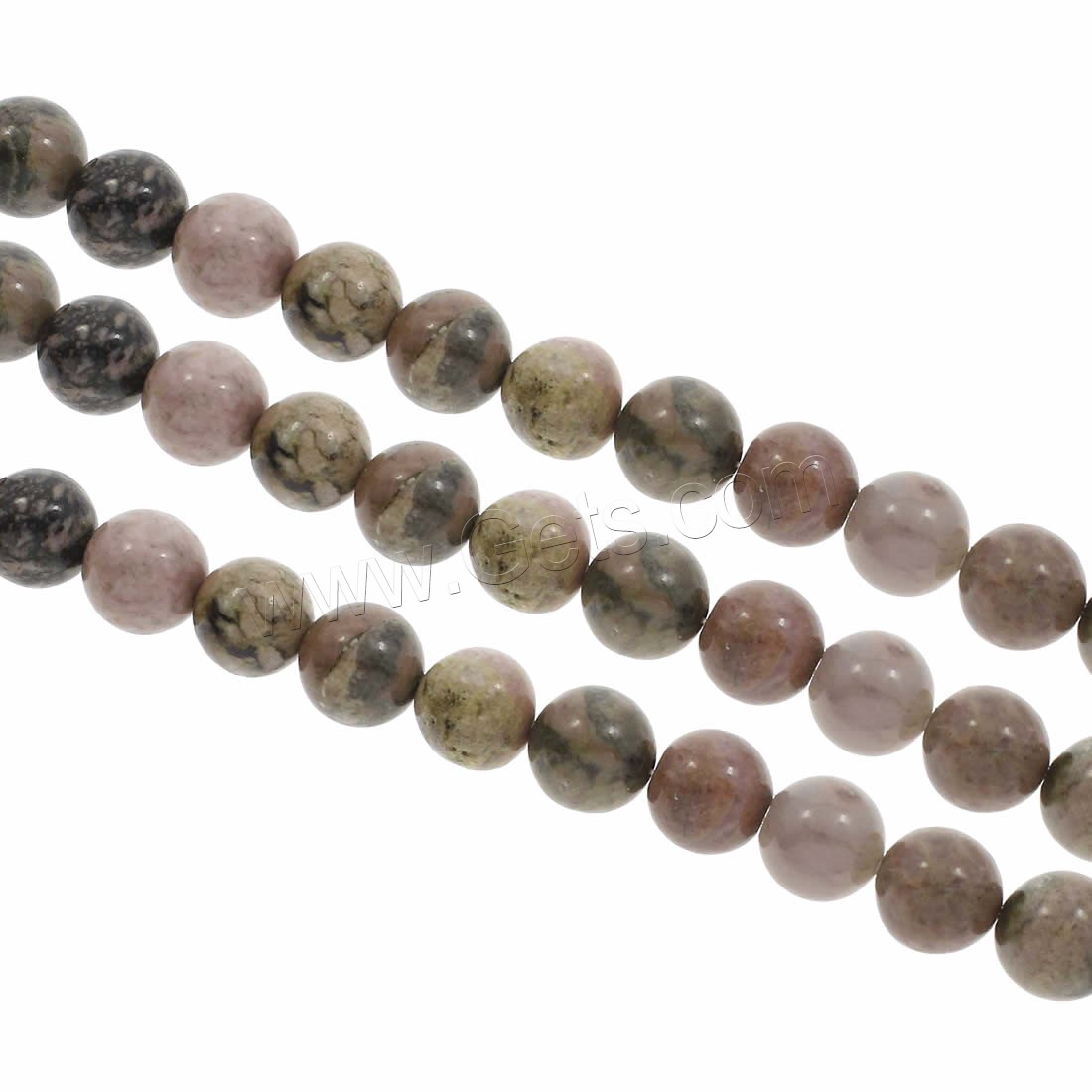 Rhodonit Perlen, rund, verschiedene Größen vorhanden, Länge:ca. 15 ZollInch, verkauft von Strang