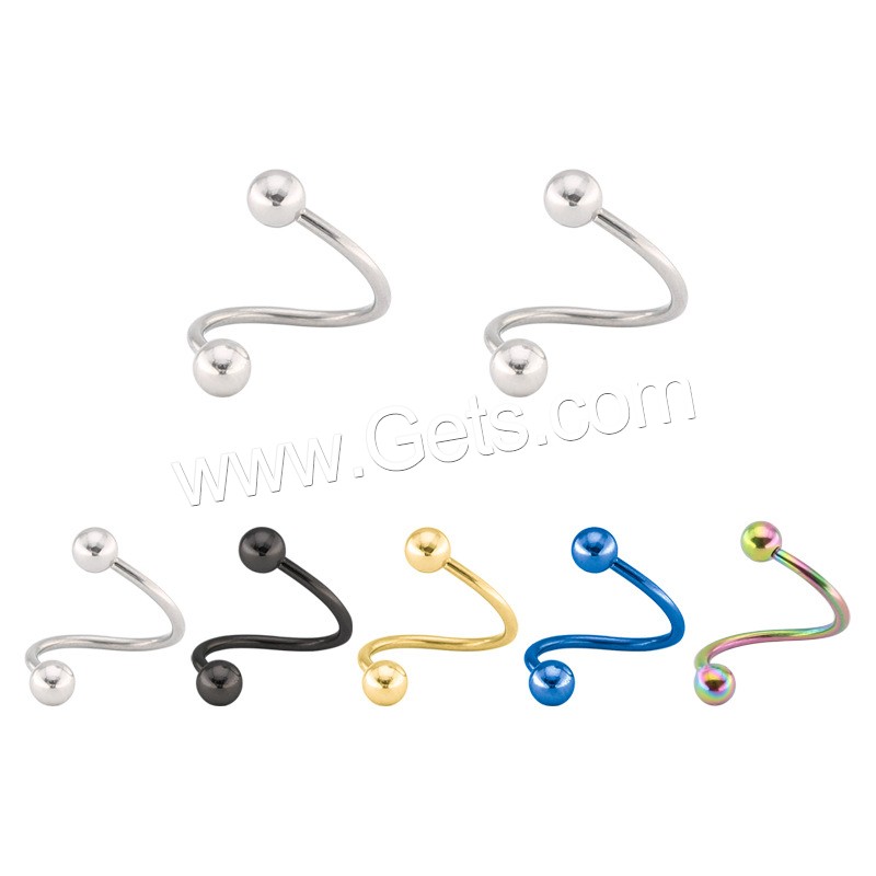 Stainless Steel Curved Barbell, 316 Stainless Steel, plated, Unisex & different size for choice, more colors for choice, Sold By PC