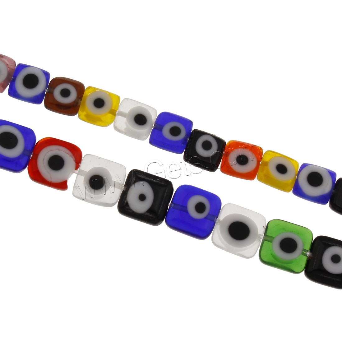 Lampwork Beads, Square, handmade, different size for choice, Hole:Approx 1mm, Length:Approx 14.5 Inch, Sold By Strand