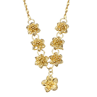 Ожерелье ручной латунные, Латунь, Форма цветка, Позолоченные 24k, Женский 2mm, длина:Приблизительно 19 дюймовый, продается Strand