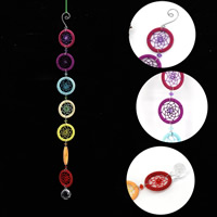 Fashion Dream Catcher, ABS Plastic, with Velveteen Cord & Nylon Cord & Cotton & Glass Seed Beads & Iron, 53cm 