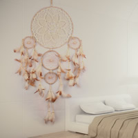 Fashion Dream Catcher, Iron, with Feather & Polyester & Cotton & Plastic, 65-70cm 