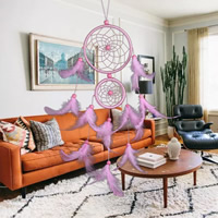 Fashion Dream Catcher, Iron, with Feather & Velveteen Cord & Cotton 45cm 