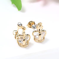 Zinc Alloy Rhinestone Drop Earring, Crown, gold color plated, for woman & with rhinestone 