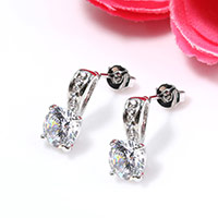 Zinc Alloy Rhinestone Stud Earring, silver color plated, for woman & with rhinestone 