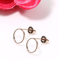 Zinc Alloy Stud Earring, Donut, 14K gold plated, for woman, 9mm 