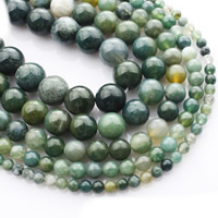 Natürliche Moosachat Perlen, Moos Achat, rund, verschiedene Größen vorhanden, Länge:ca. 15 ZollInch, verkauft von Strang