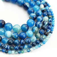 Agate perle teints, agate lace, Rond, normes différentes pour le choix, bleu Environ 15 pouce, Vendu par brin