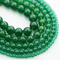 Natural Green Agate Beads, Round Approx 15 Inch 