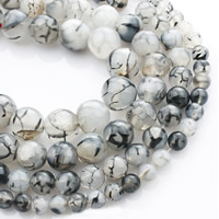Perles agate veines de dragon naturelles, Rond, normes différentes pour le choix, blanc et noir Environ 15 pouce, Vendu par brin