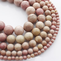 Rhodonit Perlen, rund, natürlich, verschiedene Größen vorhanden, Länge:ca. 15 ZollInch, verkauft von Strang