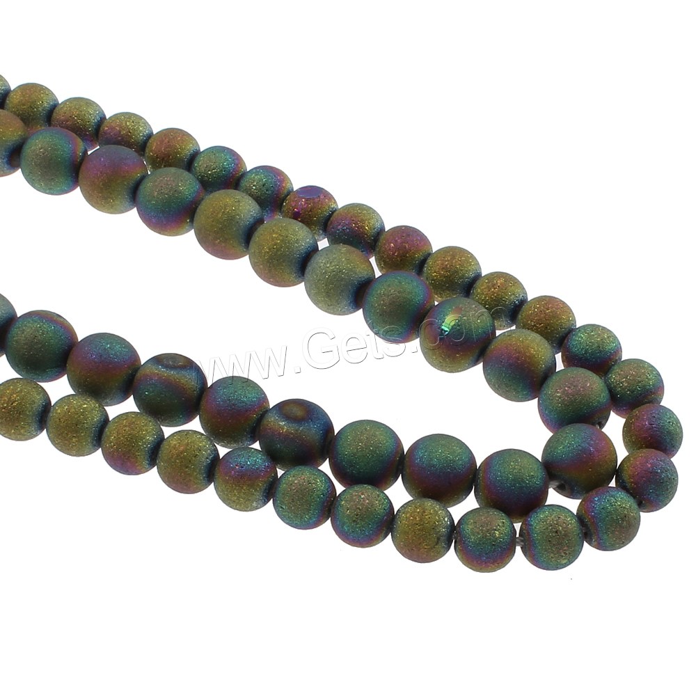 Mode Kristall Perlen, rund, bunte Farbe plattiert, verschiedene Größen vorhanden & satiniert, Bohrung:ca. 1mm, Länge:ca. 15.5 ZollInch, verkauft von Strang