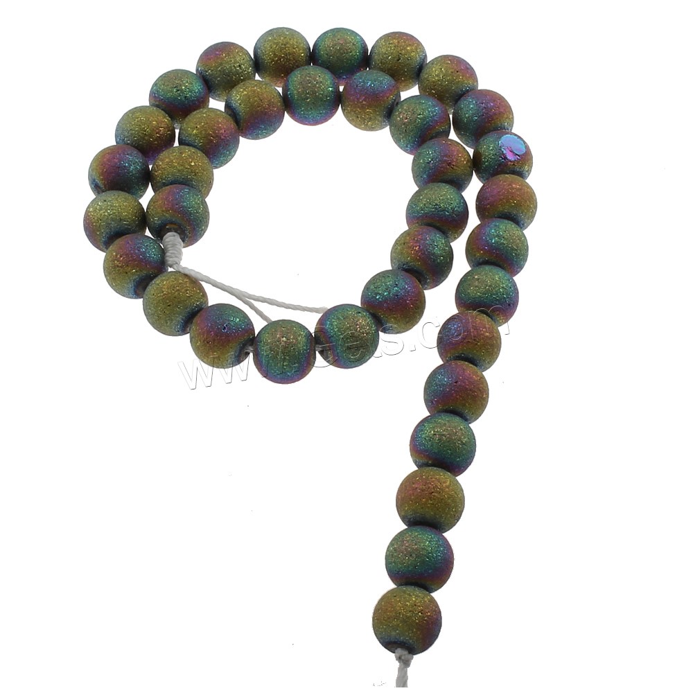 Perlas de cristal de moda, Esférico, chapado en colorido, diverso tamaño para la opción & glaseado, agujero:aproximado 1mm, longitud:aproximado 15.5 Inch, Vendido por Sarta