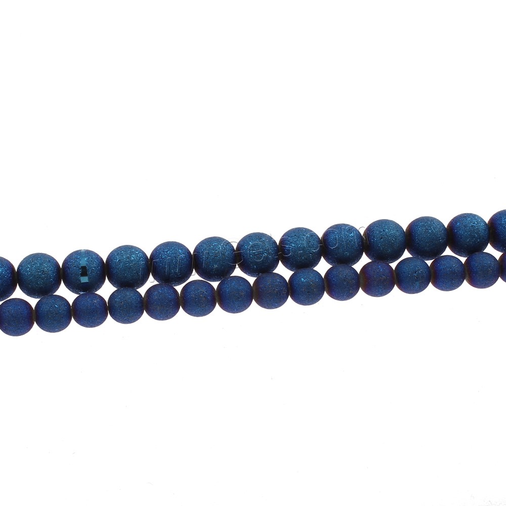 Mode de perles de cristal, Rond, Placage, normes différentes pour le choix & givré, cristal bleu des bermudes, Trou:Environ 1mm, Longueur:Environ 15.5 pouce, Vendu par brin