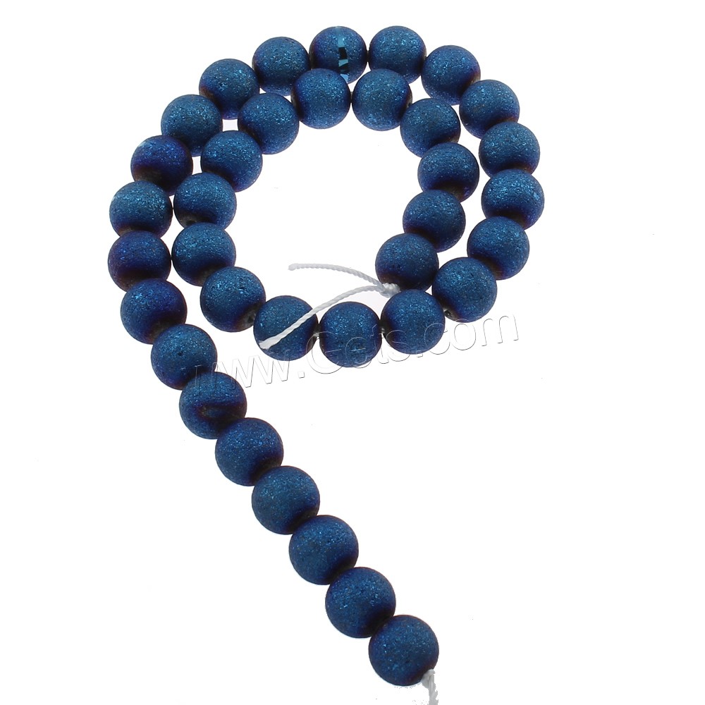 Mode de perles de cristal, Rond, Placage, normes différentes pour le choix & givré, cristal bleu des bermudes, Trou:Environ 1mm, Longueur:Environ 15.5 pouce, Vendu par brin