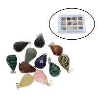 подвески из смешанных драгоценных камней, Полудрагоценный камень, с цинковый сплав  отверстие:Приблизительно 2mm, 12ПК/Box, продается Box