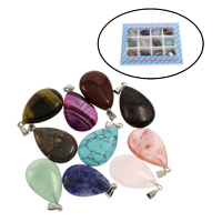Mixed Gemstone Pendants, with Zinc Alloy  Approx 2mm 