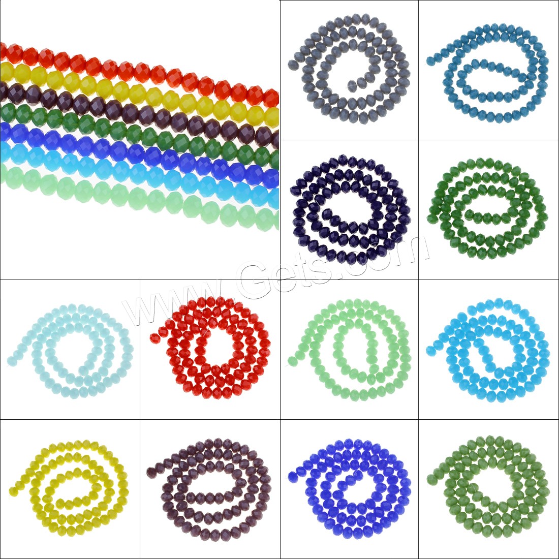 Gemischte Kristall Perlen, verschiedene Größen vorhanden & facettierte, mehrere Farben vorhanden, Bohrung:ca. 1mm, Länge:ca. 15 ZollInch, verkauft von Strang