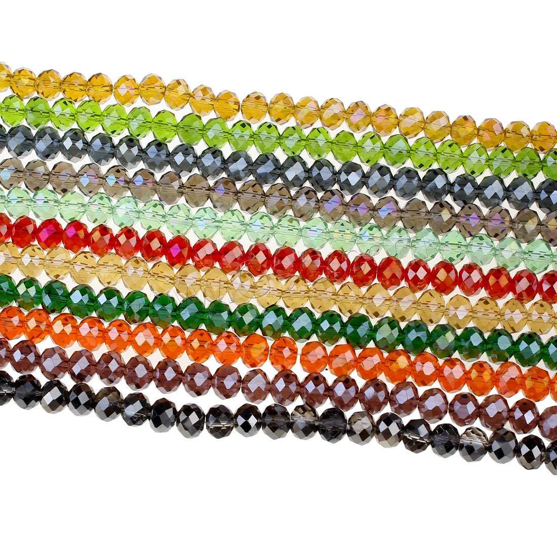 Mixed Crystal Beads, AB color plated, different size for choice & faceted, more colors for choice, Hole:Approx 1mm, Length:Approx 15 Inch, Sold By Strand