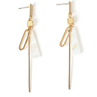 White Shell Earrings, Brass, with White Shell, gold color plated, for woman, 80mm 