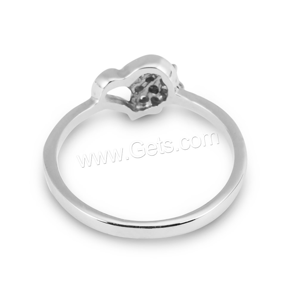Нержавеющая сталь Rhinestone палец кольцо, нержавеющая сталь, Сердце, разный размер для выбора & Женский & со стразами, оригинальный цвет, 2mm, 8mm, продается PC