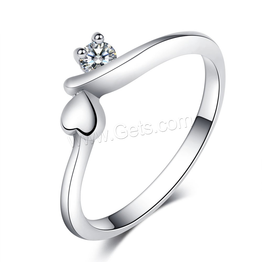 Нержавеющая сталь Rhinestone палец кольцо, нержавеющая сталь, Сердце, разный размер для выбора & Женский & со стразами, оригинальный цвет, 1mm, 3mm, продается PC