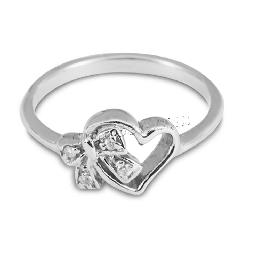 Rhinestone Stainless Steel Finger Ring, Heart, different size for choice & for woman & with rhinestone, original color, 1.5mm, 5mm, Sold By PC