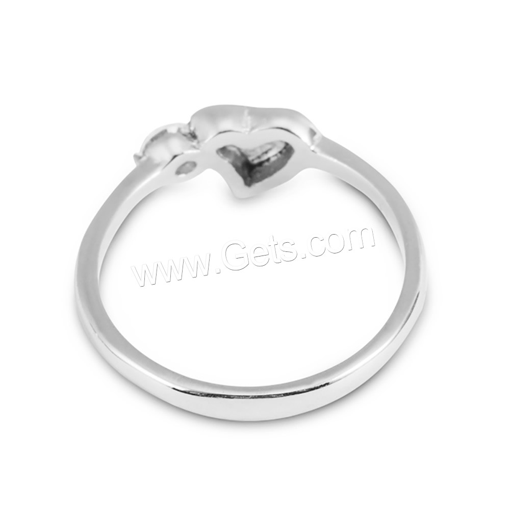 Rhinestone Stainless Steel Finger Ring, Heart, different size for choice & for woman & with rhinestone, original color, 2mm, 6mm, Sold By PC